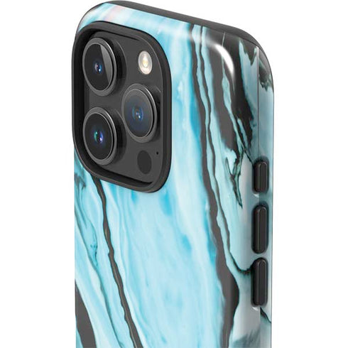Aqua Blue Marble Ink iPhone 16 Pro Max Impact Case
